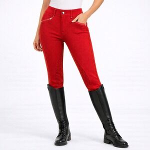 ELT Full Seat Silicone Equestrian Riding Breeches Red Size EU 42 / Medium